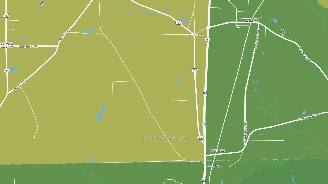 State Line, AL Map of Vehicle Theft Rates