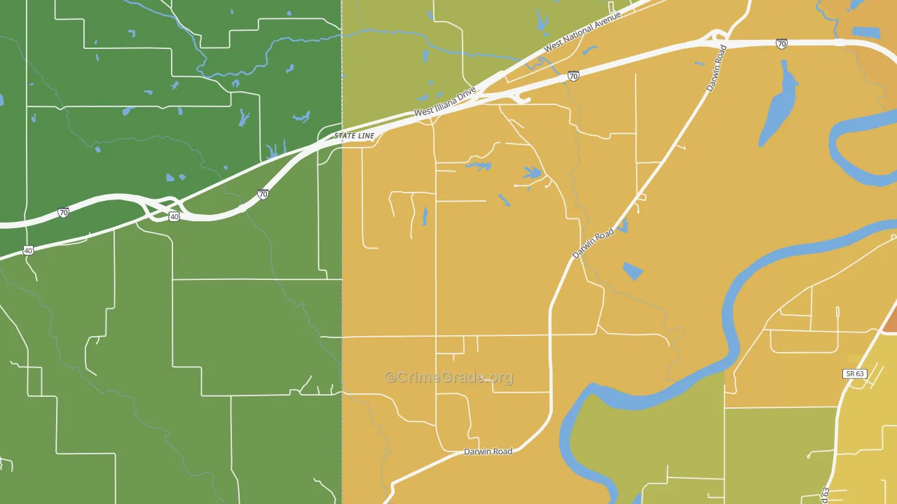 State Line, IN Map of Vehicle Theft Rates