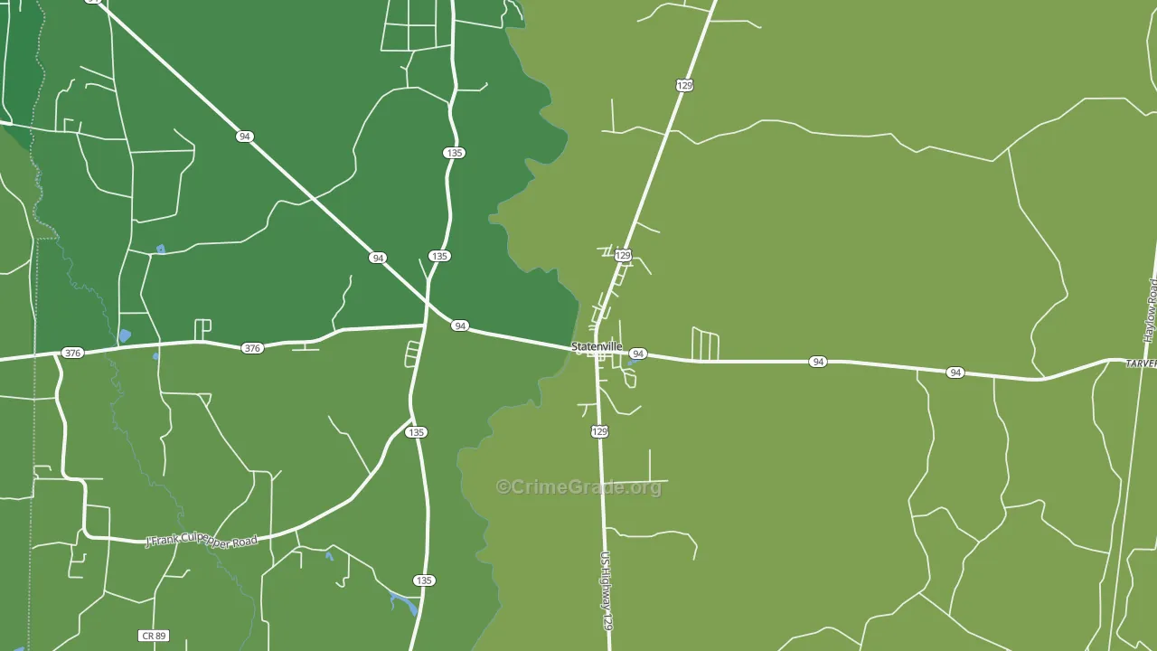 Statenville, GA Map of Vehicle Theft Rates