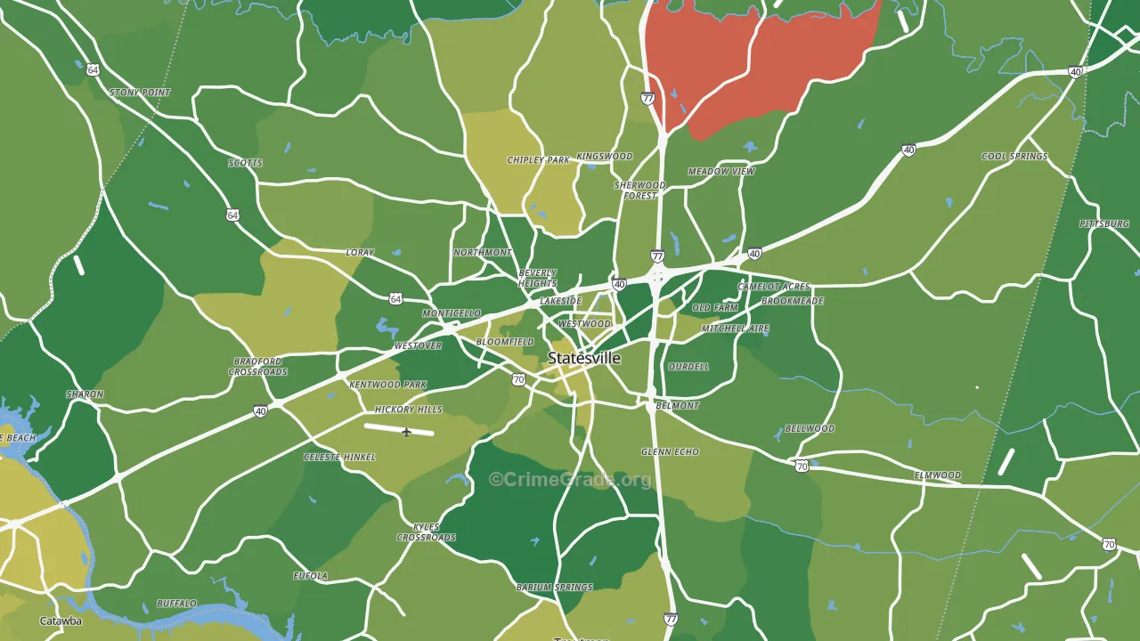 Statesville, NC Map of Vehicle Theft Rates