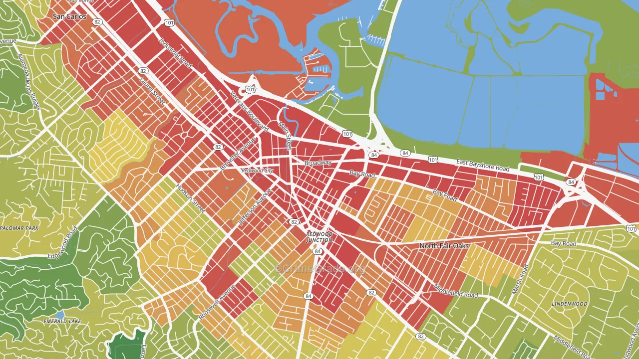 Staumbaugh Heller, Redwood City, CA Map of Vehicle Theft Rates