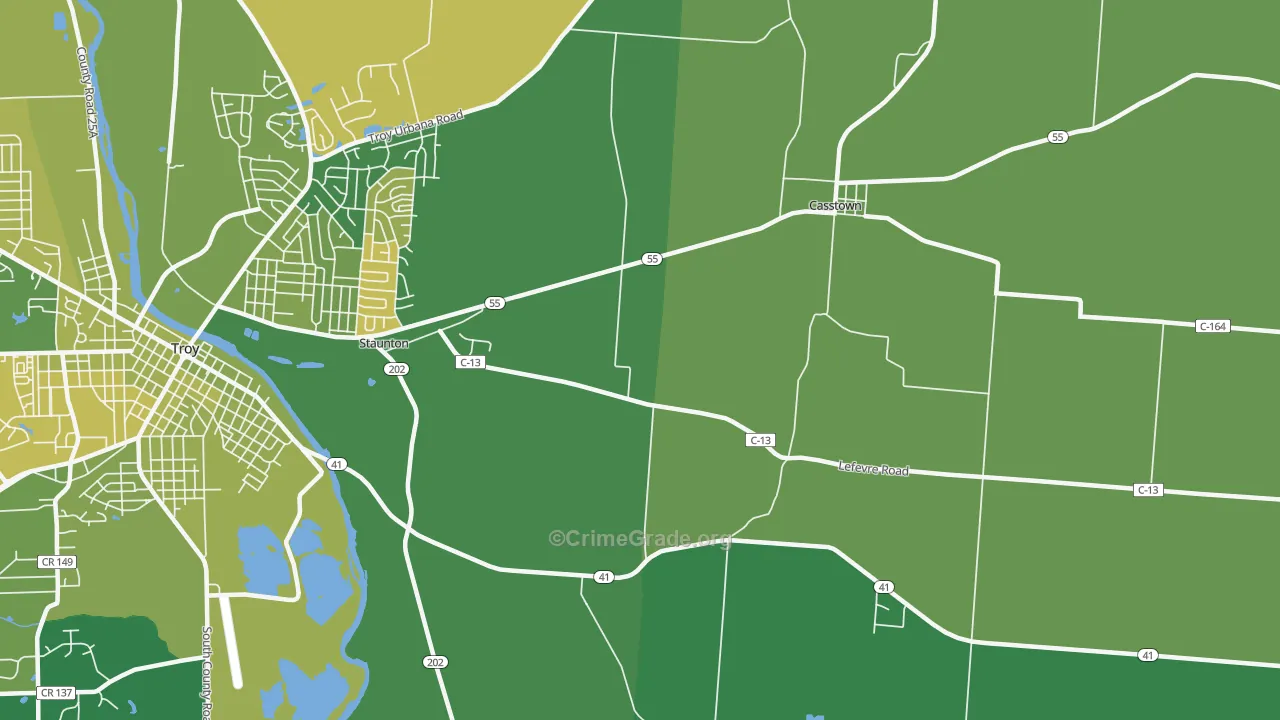 Staunton, OH Map of Vehicle Theft Rates
