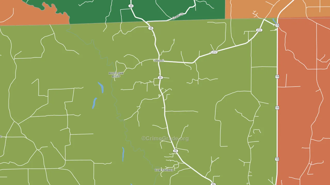 Staves, AR Map of Vehicle Theft Rates