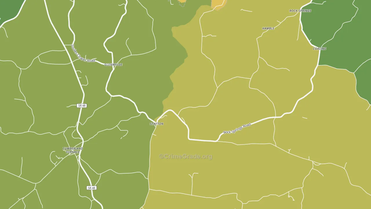 Stayton, TN Map of Vehicle Theft Rates