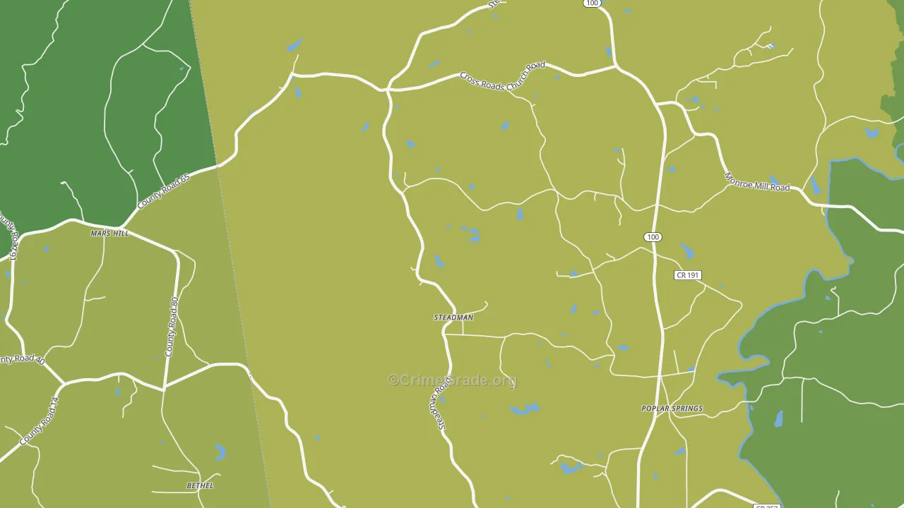 Steadman, GA Map of Vehicle Theft Rates