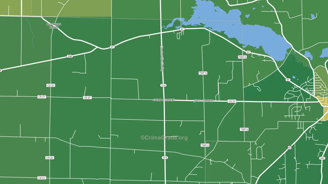 Steam Corners, OH Map of Vehicle Theft Rates