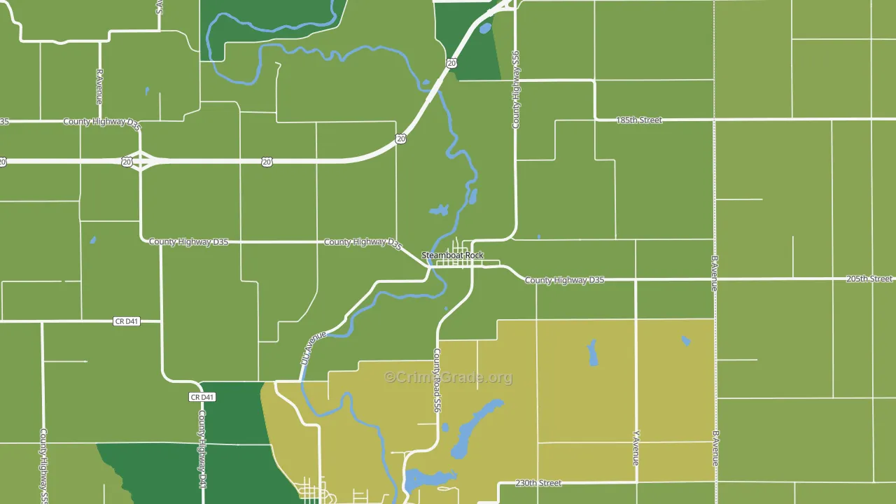 Steamboat Rock, IA Map of Vehicle Theft Rates