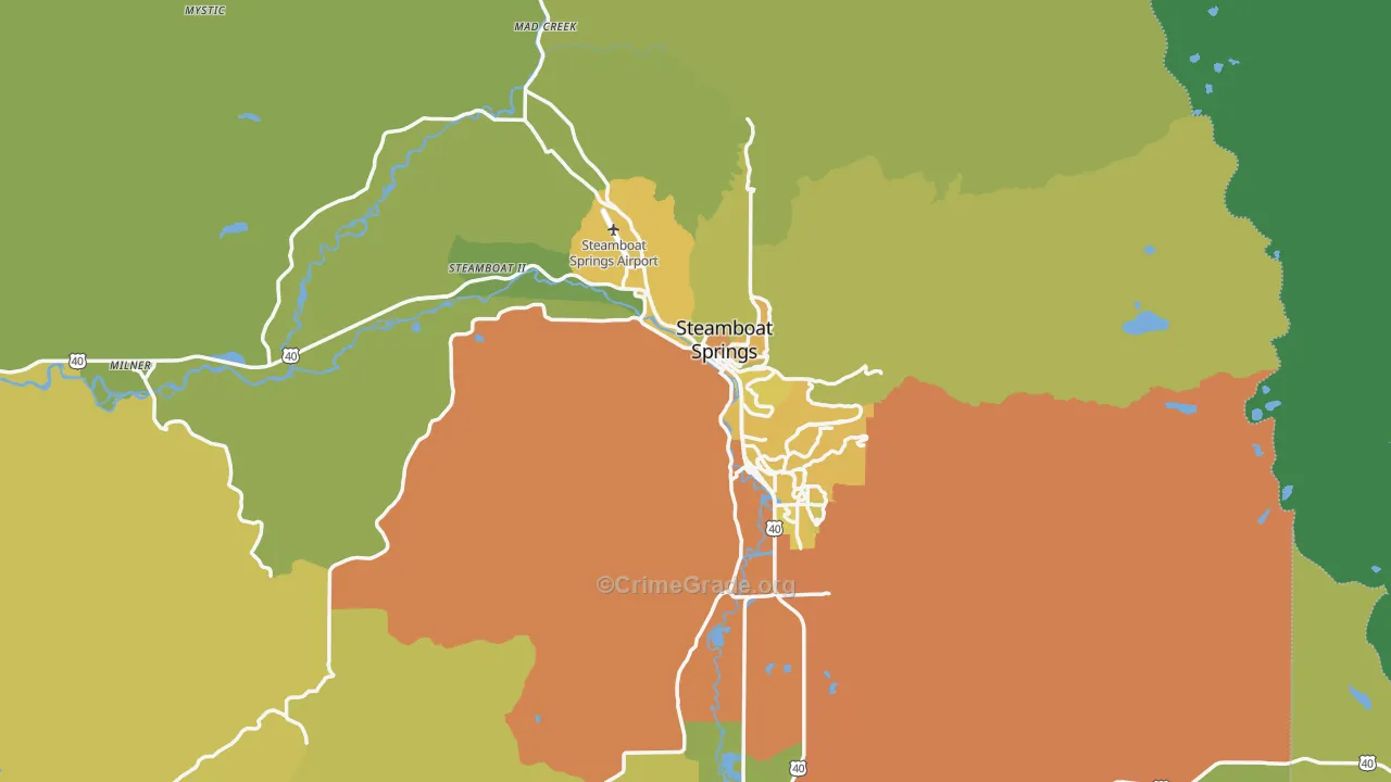 Steamboat Springs, CO Map of Vehicle Theft Rates
