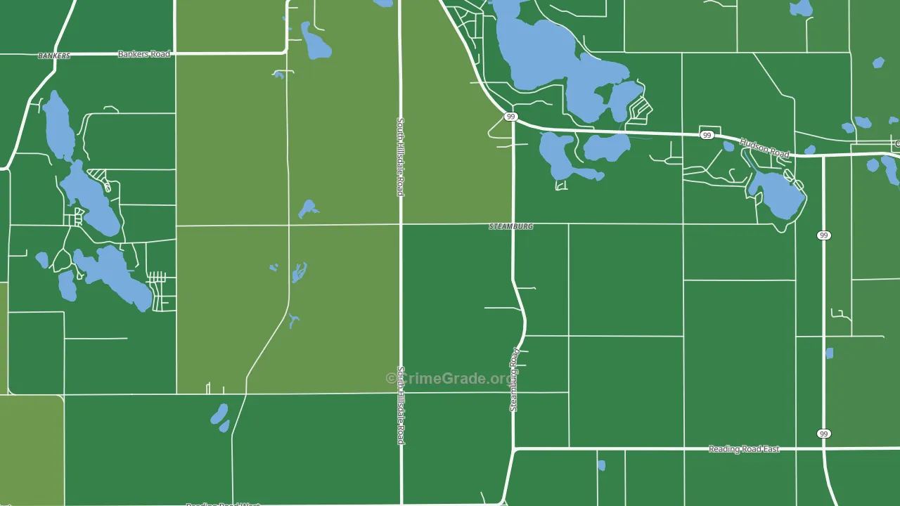 Steamburg, MI Map of Vehicle Theft Rates