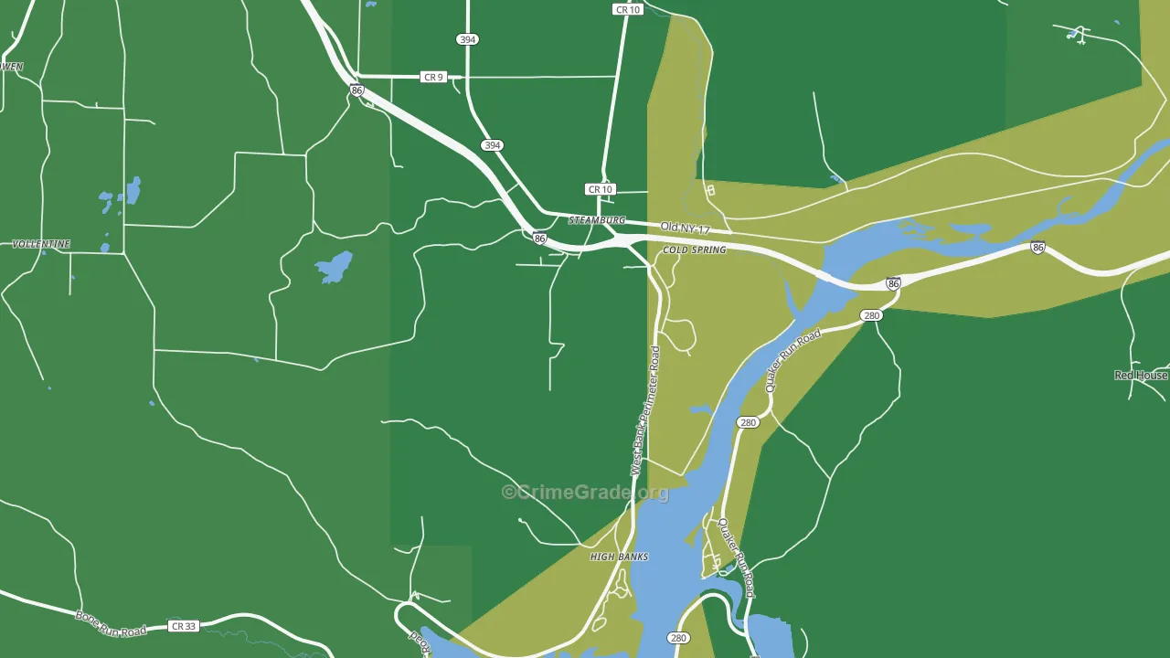Steamburg, NY Map of Vehicle Theft Rates