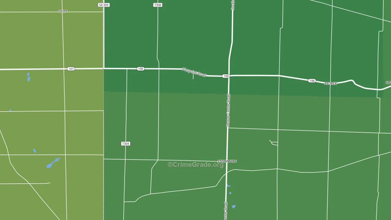 Steamburg, PA Map of Vehicle Theft Rates