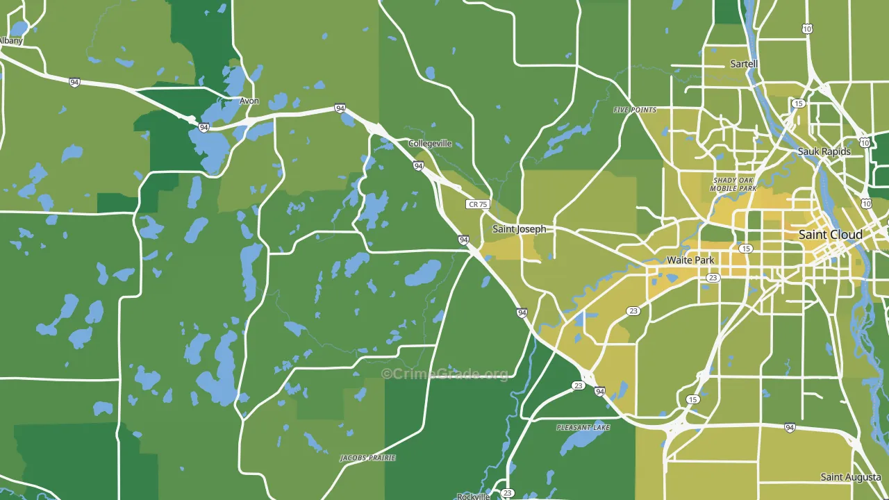 Stearns County, MN Map of Vehicle Theft Rates