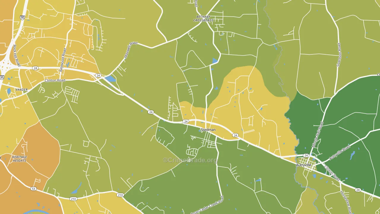 Stedman, NC Map of Vehicle Theft Rates