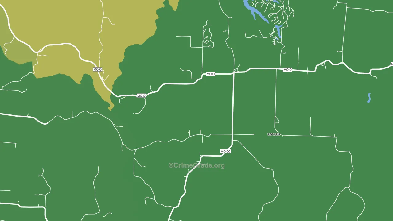 Steedman, MO Map of Vehicle Theft Rates