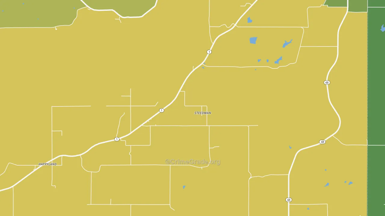 Steedman, OK Map of Vehicle Theft Rates