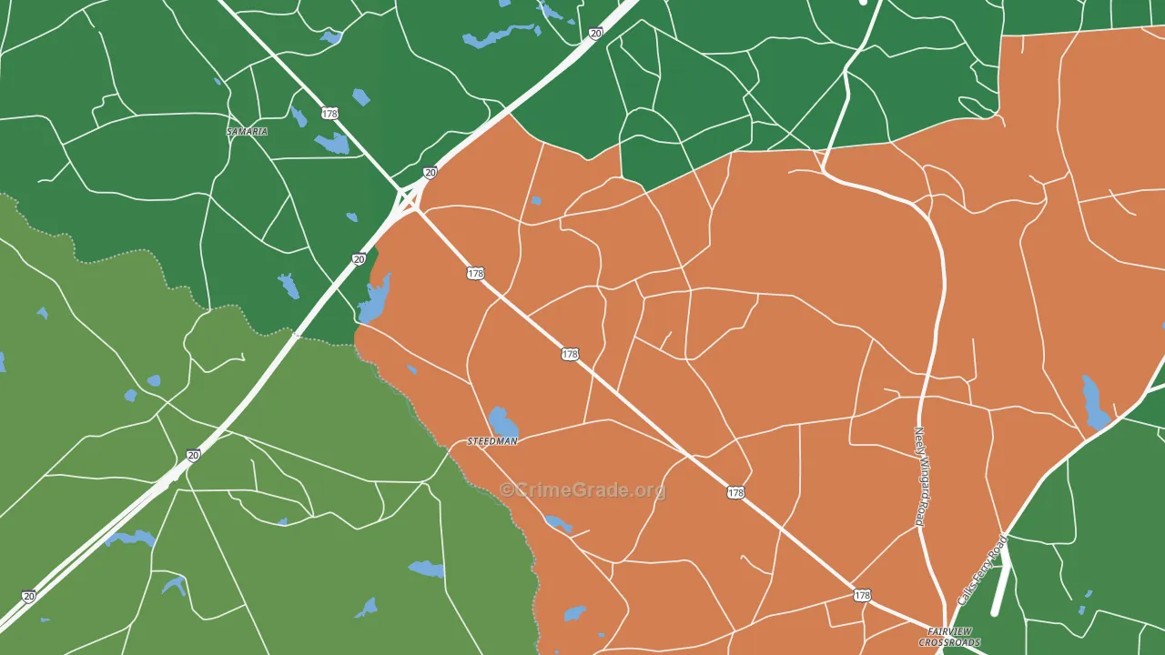 Steedman, SC Map of Vehicle Theft Rates
