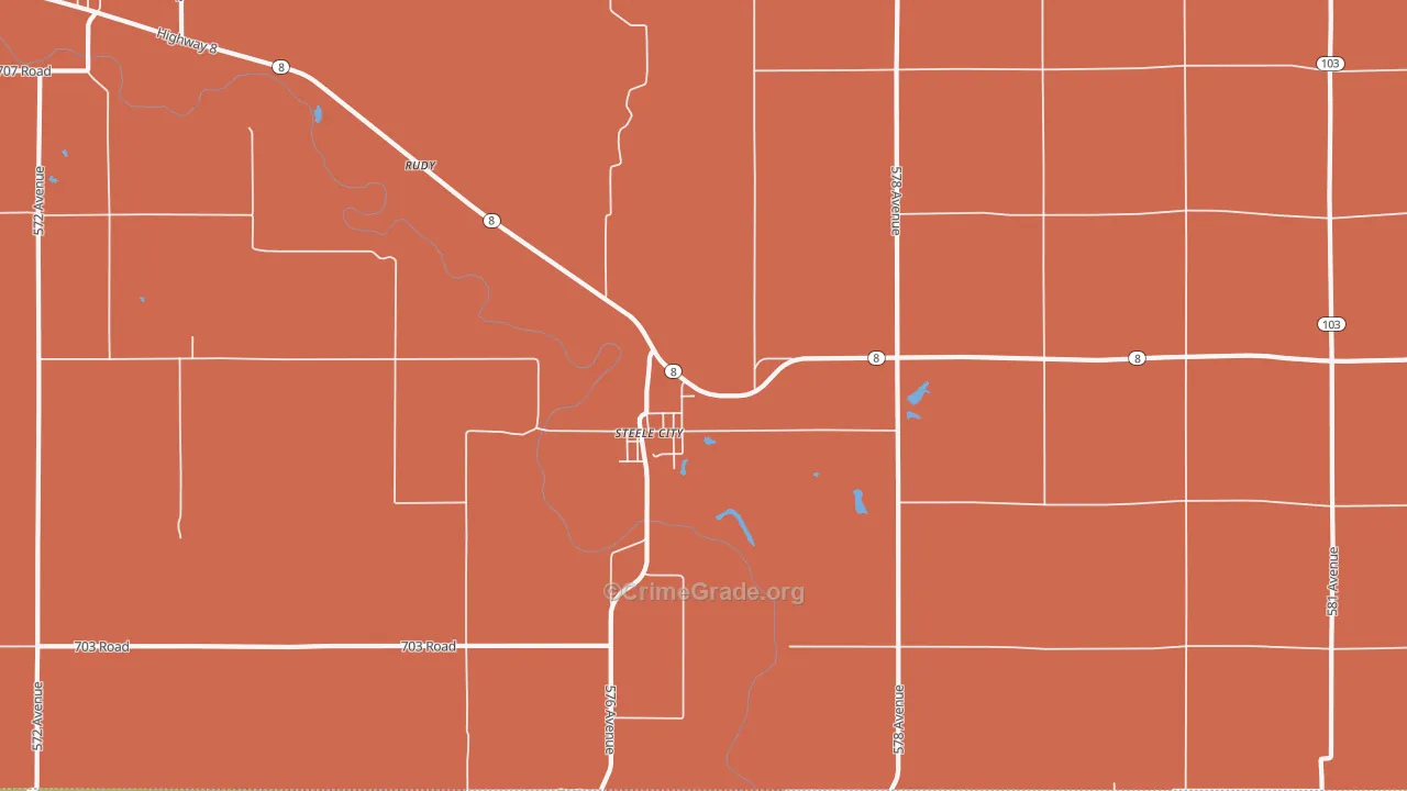 Steele City, NE Map of Vehicle Theft Rates