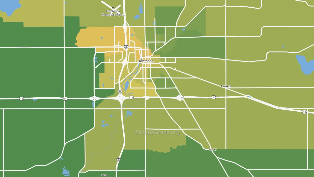Steele County, MN Map of Vehicle Theft Rates