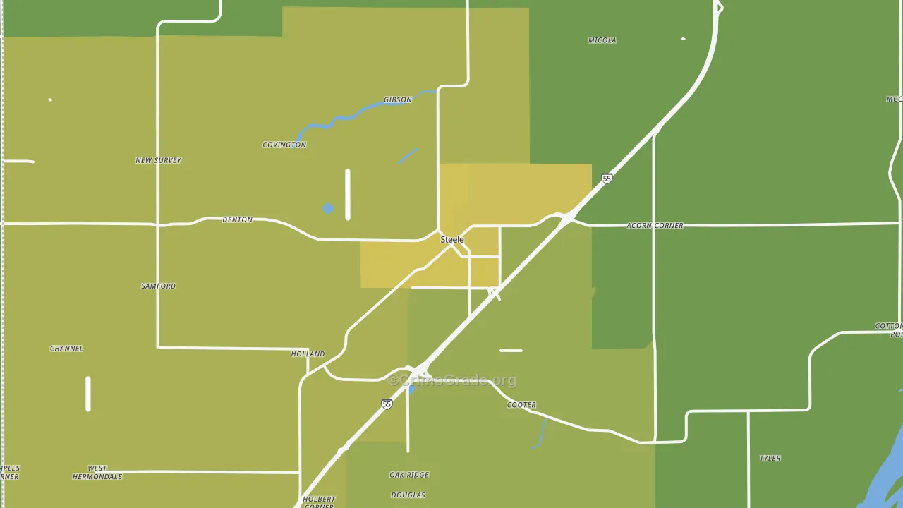 Steele, MO Map of Vehicle Theft Rates