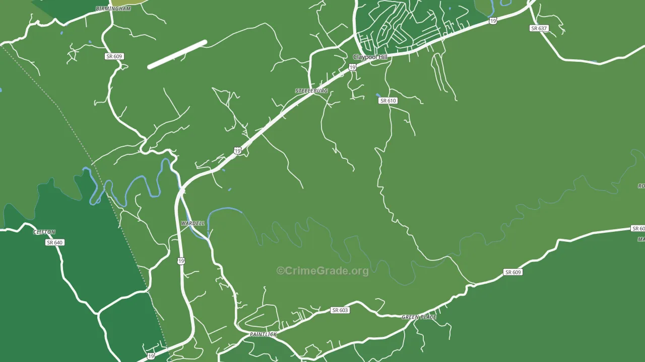 Steeleburg, VA Map of Vehicle Theft Rates