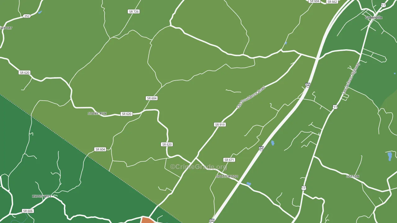 Steeles Tavern, VA Map of Vehicle Theft Rates