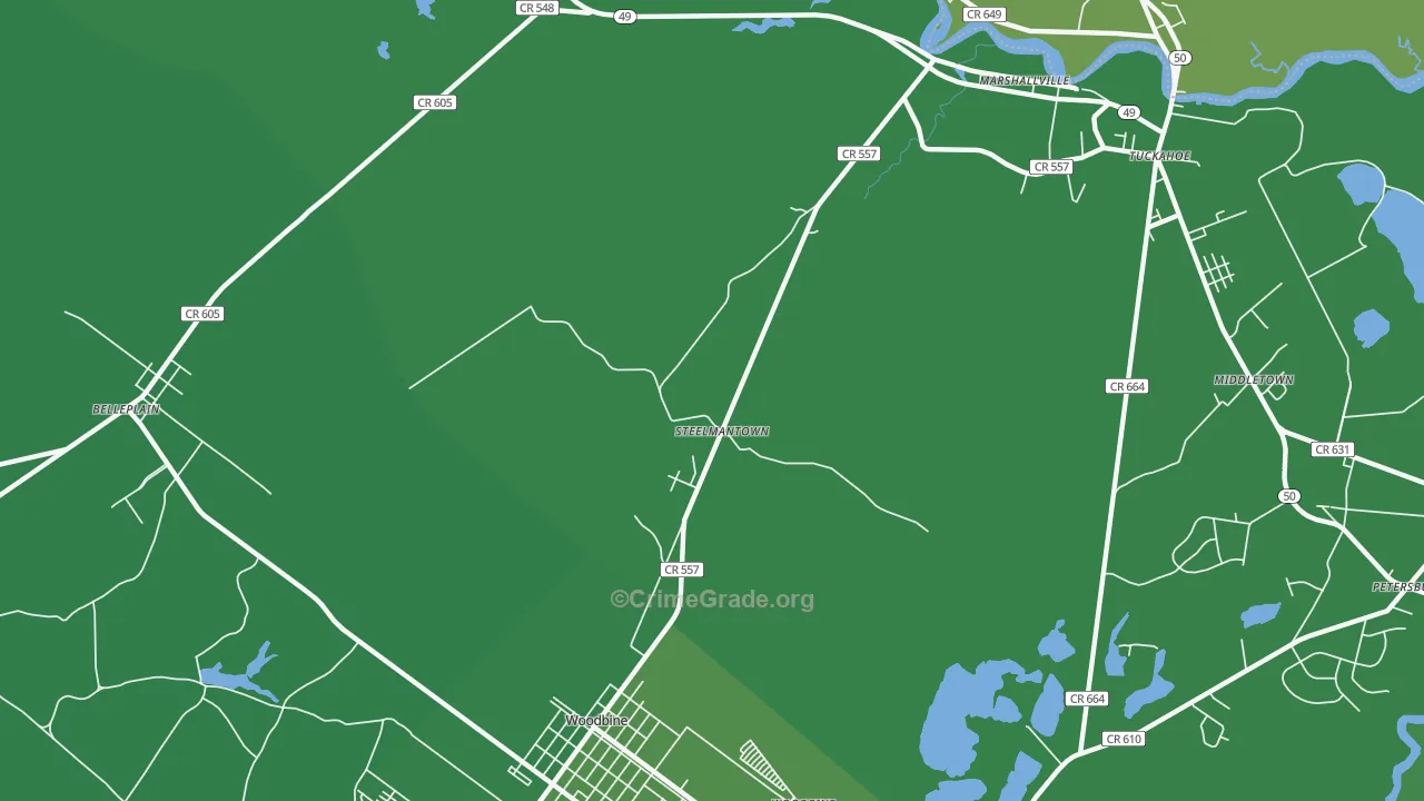 Steelmantown, NJ Map of Vehicle Theft Rates