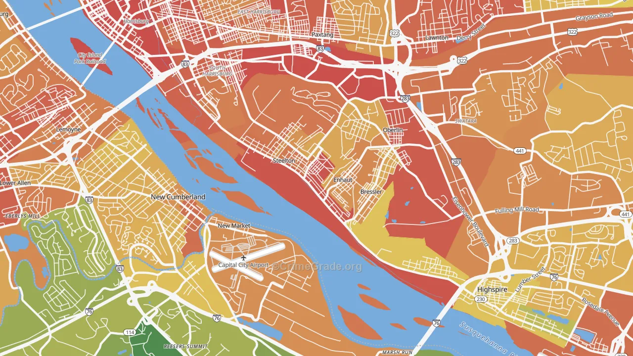 Steelton, PA Map of Vehicle Theft Rates