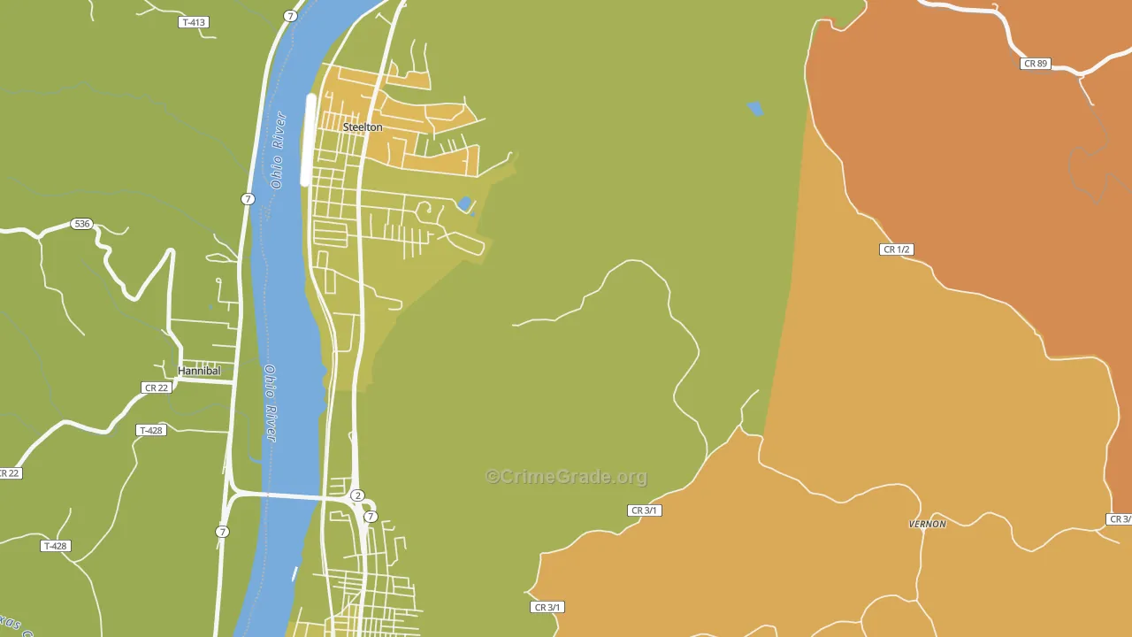 Steelton, WV Map of Vehicle Theft Rates