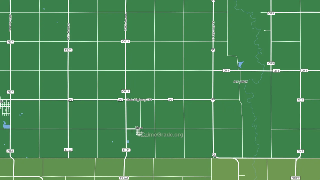 Steen, MN Map of Vehicle Theft Rates