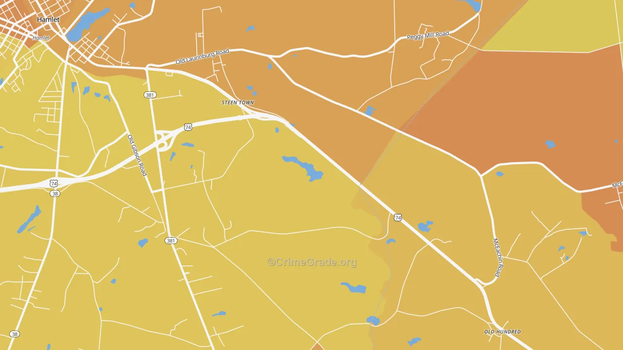 Steen Town, NC Map of Vehicle Theft Rates