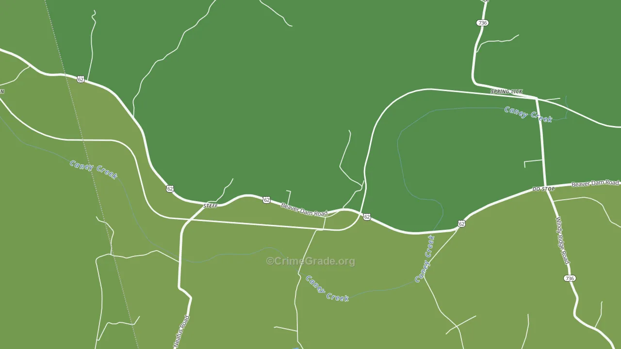 Steff, KY Map of Vehicle Theft Rates