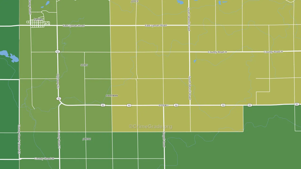 Stegall, NE Map of Vehicle Theft Rates
