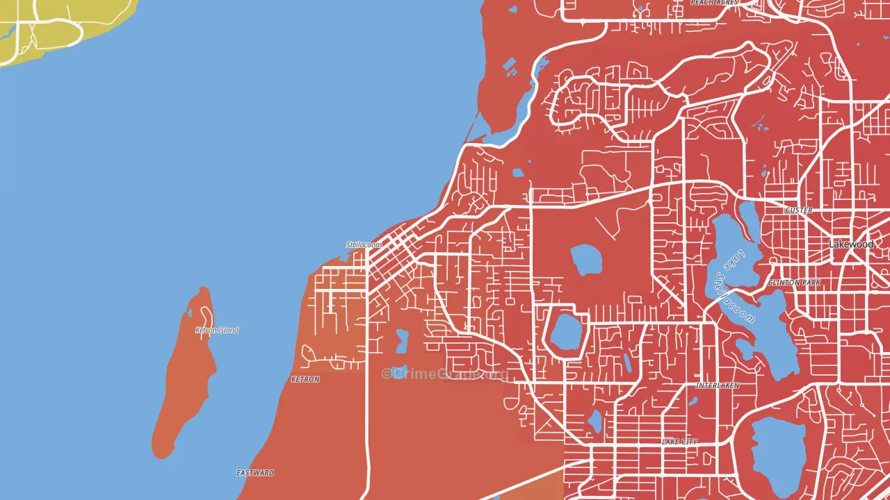 Steilacoom, WA Map of Vehicle Theft Rates