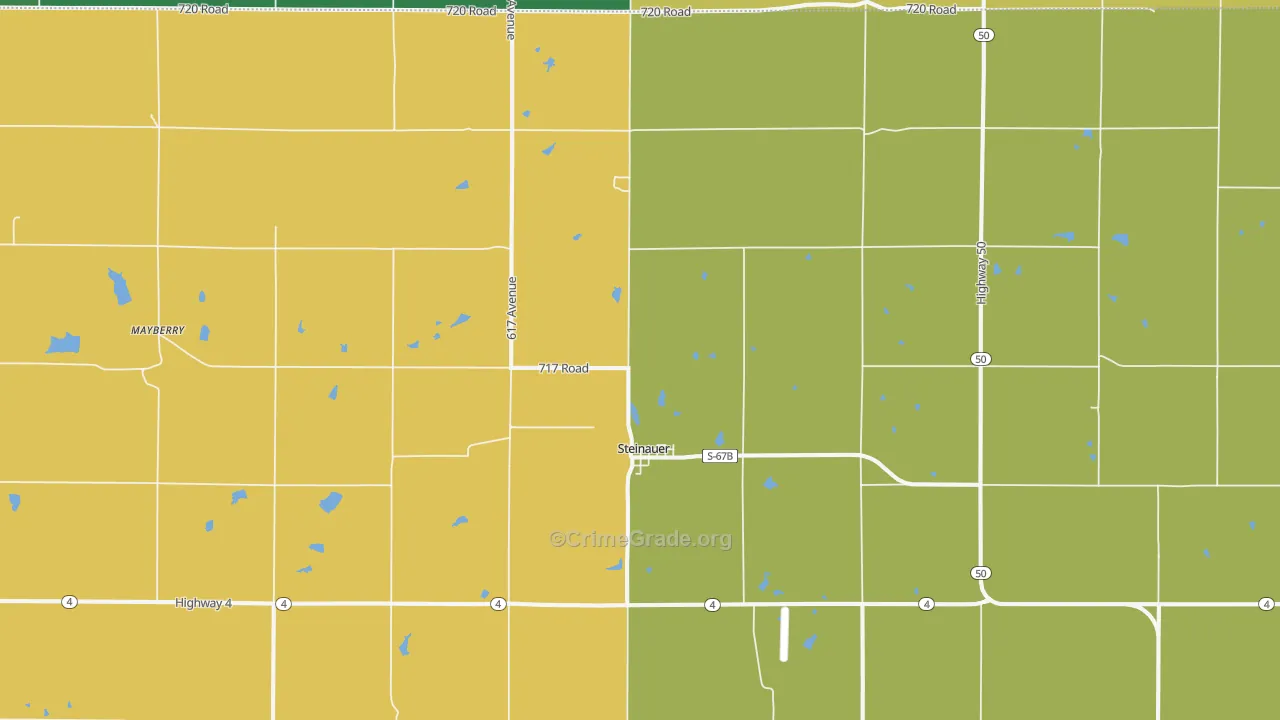 Steinauer, NE Map of Vehicle Theft Rates