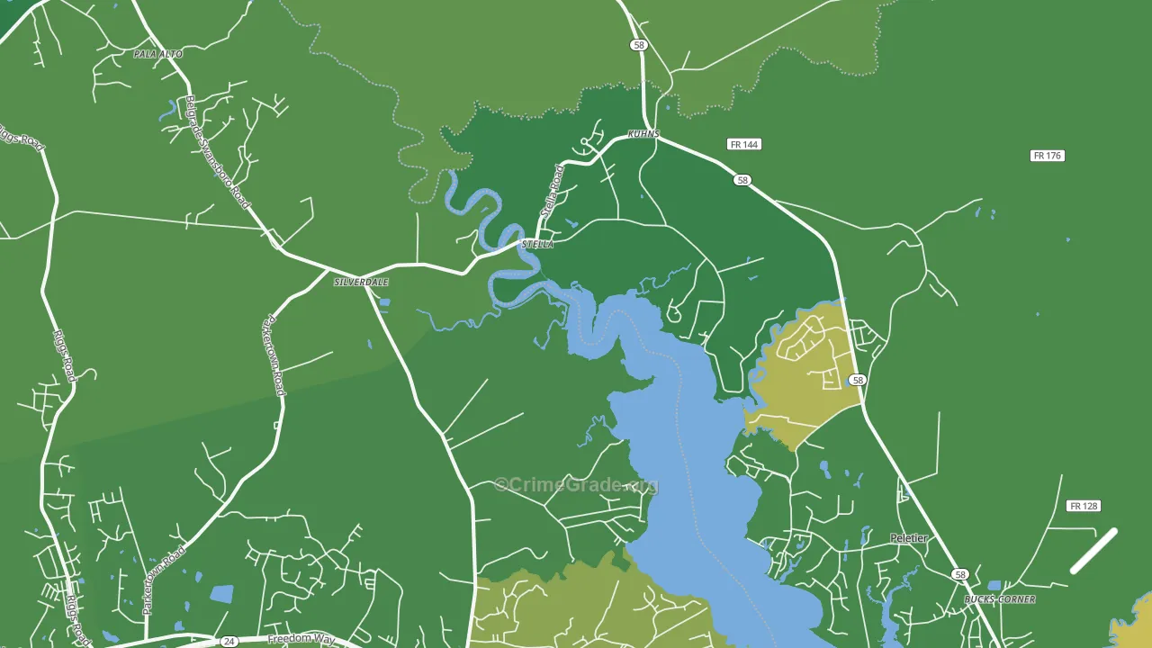 Stella, NC Map of Vehicle Theft Rates