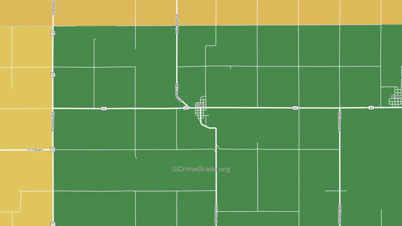 Stella, NE Map of Vehicle Theft Rates