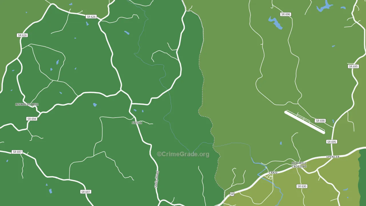 Stella, VA Map of Vehicle Theft Rates