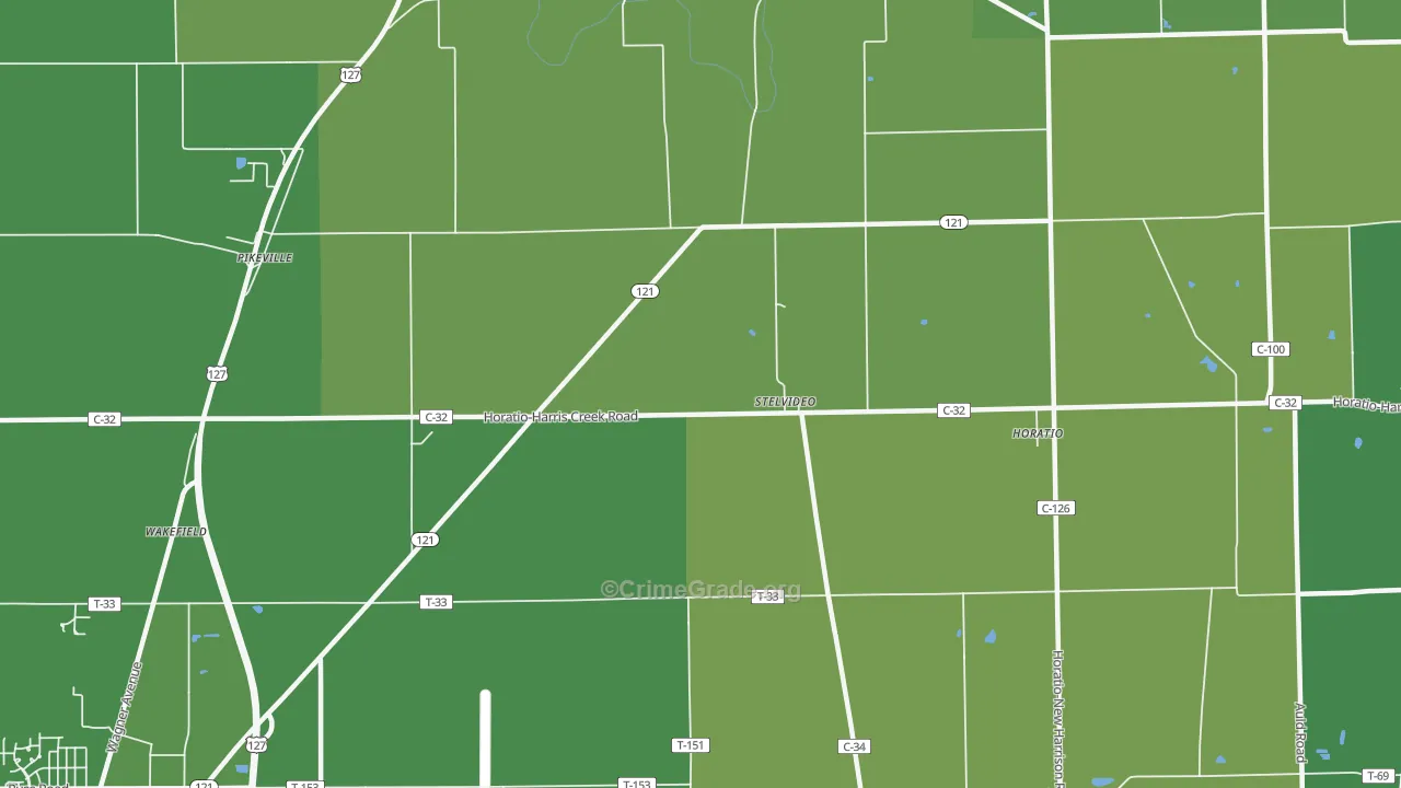 Stelvideo, OH Map of Vehicle Theft Rates