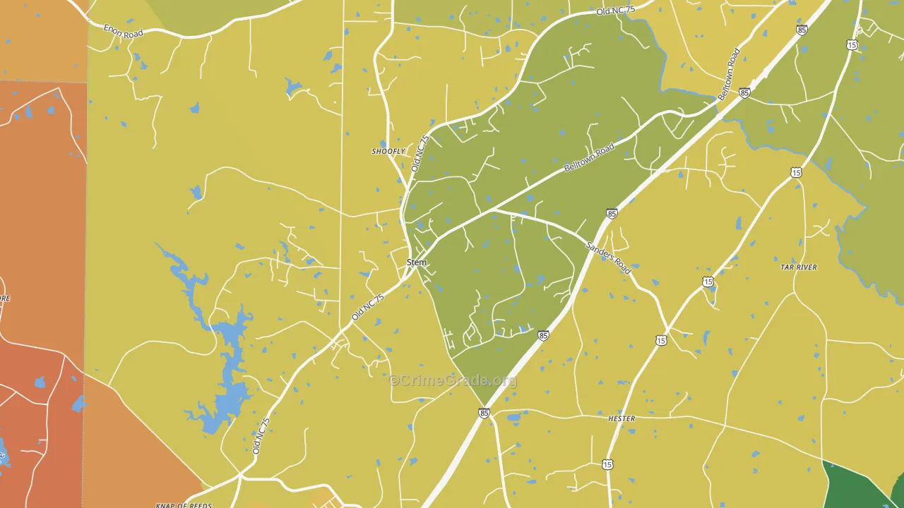 Stem, NC Map of Vehicle Theft Rates