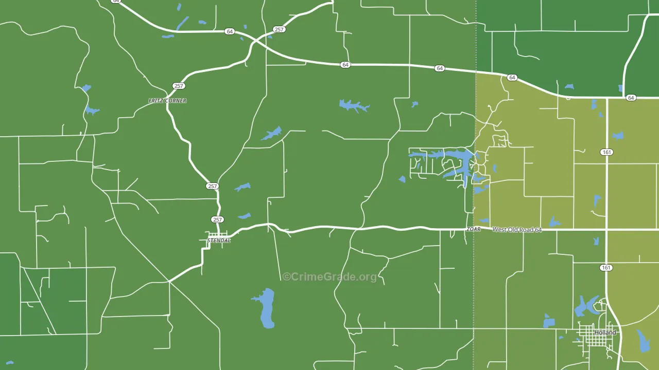 Stendal, IN Map of Vehicle Theft Rates