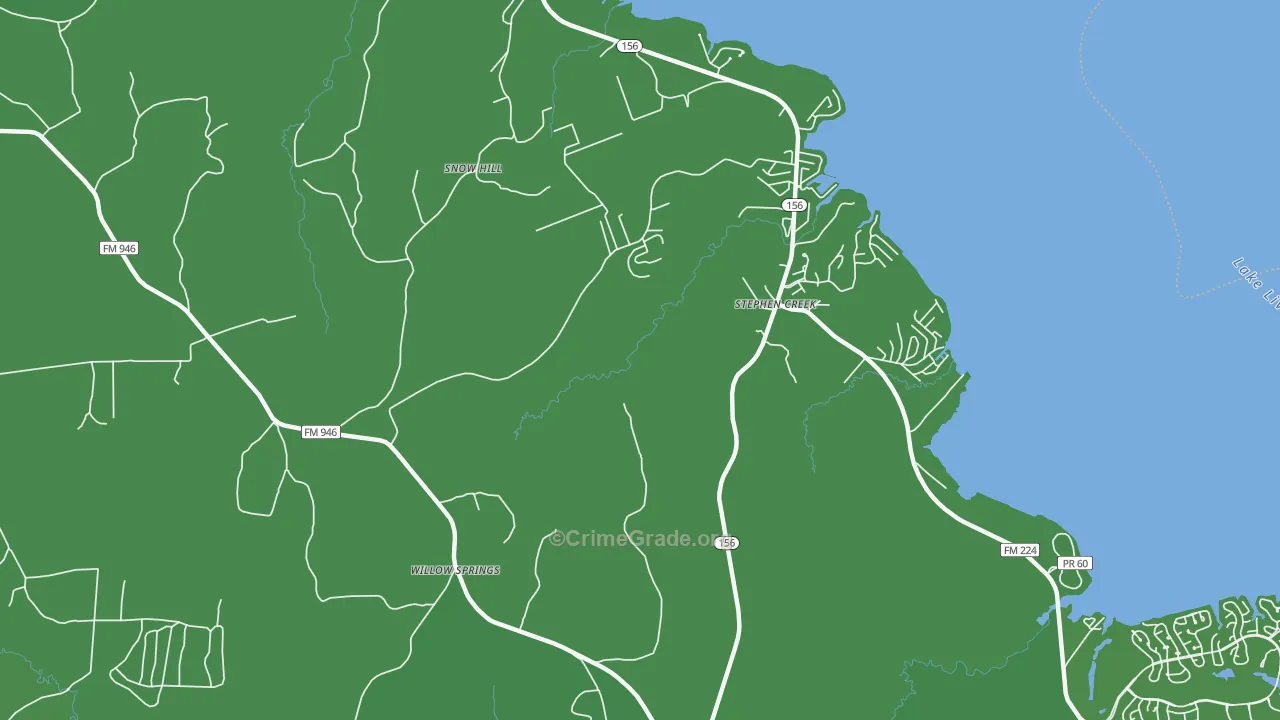 Stephen Creek, TX Map of Vehicle Theft Rates