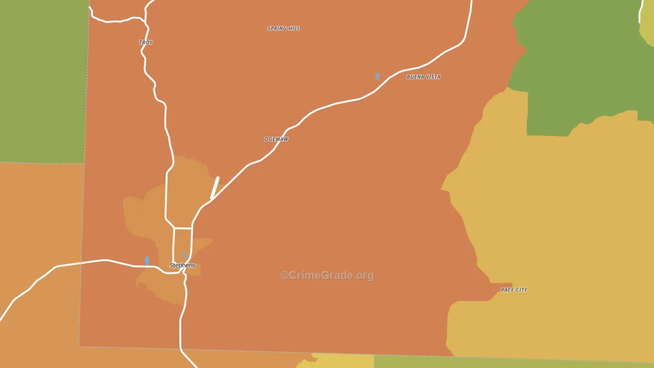 Stephens, AR Map of Vehicle Theft Rates