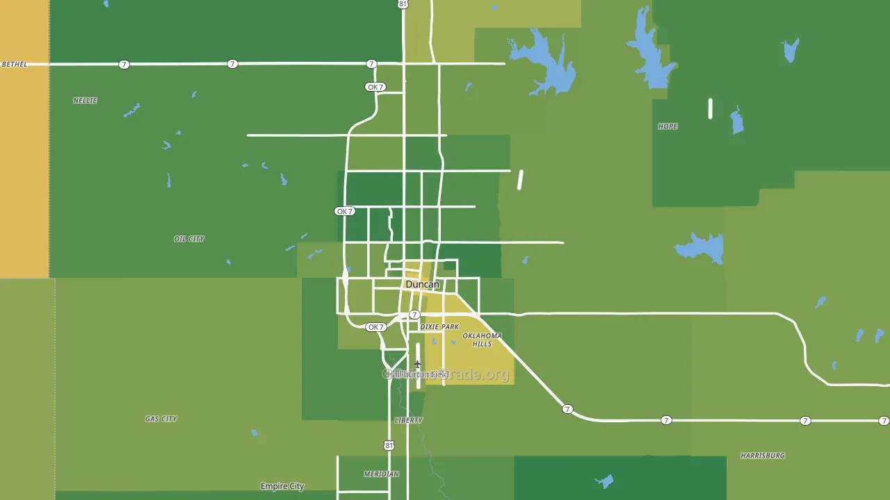 Stephens County, OK Map of Vehicle Theft Rates
