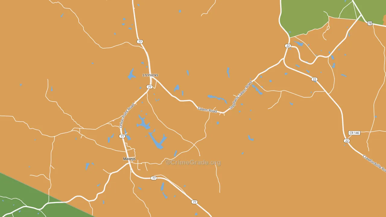 Stephens, GA Map of Vehicle Theft Rates