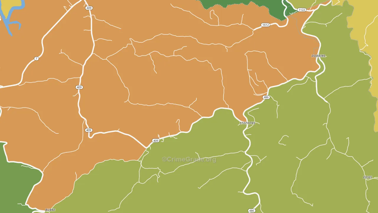 Stephens, KY Map of Vehicle Theft Rates