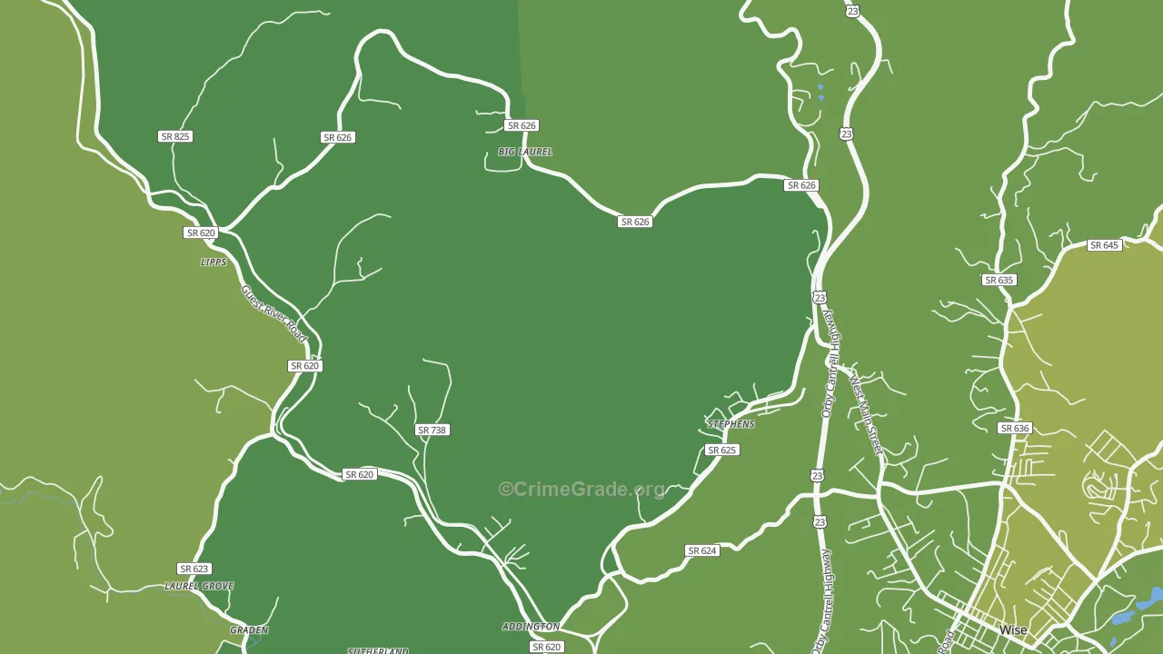 Stephens, VA Map of Vehicle Theft Rates