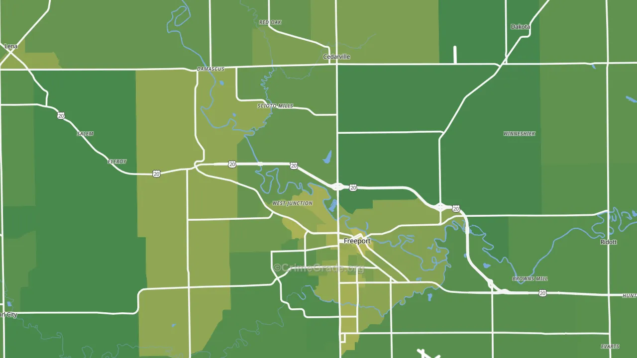 Stephenson County, IL Map of Vehicle Theft Rates