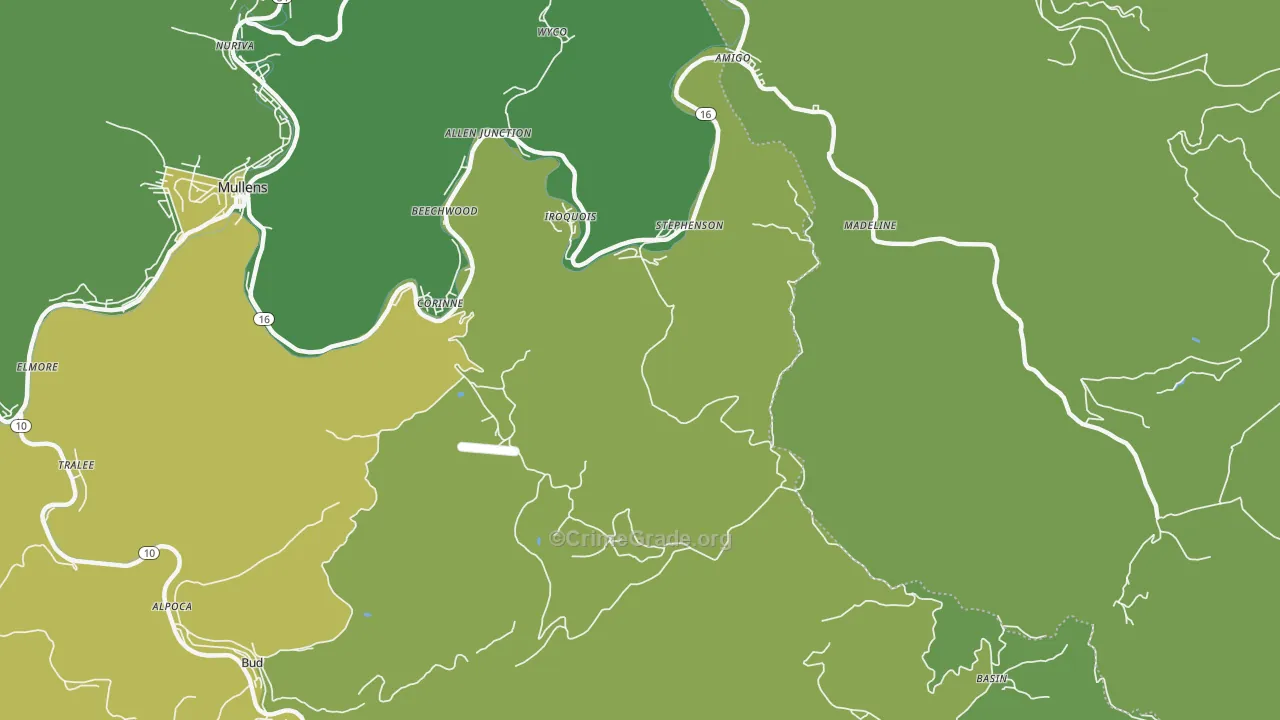 Stephenson, WV Map of Vehicle Theft Rates