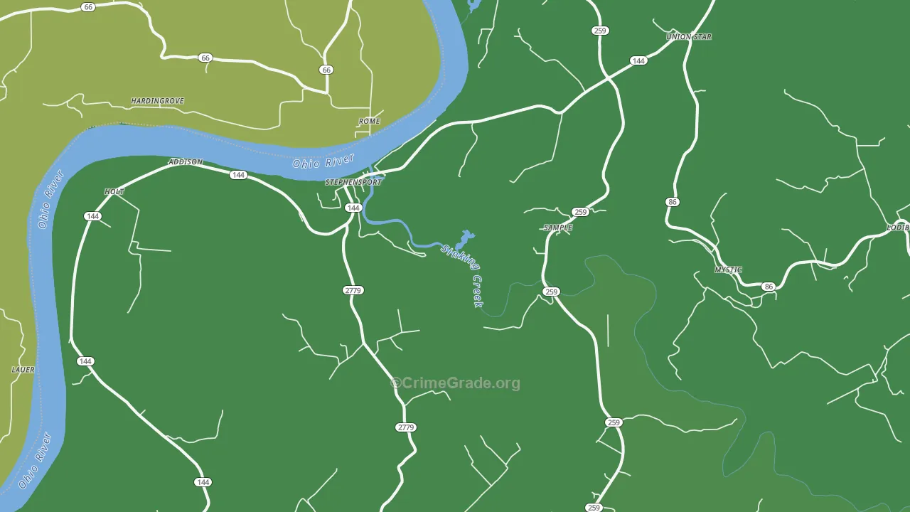 Stephensport, KY Map of Vehicle Theft Rates