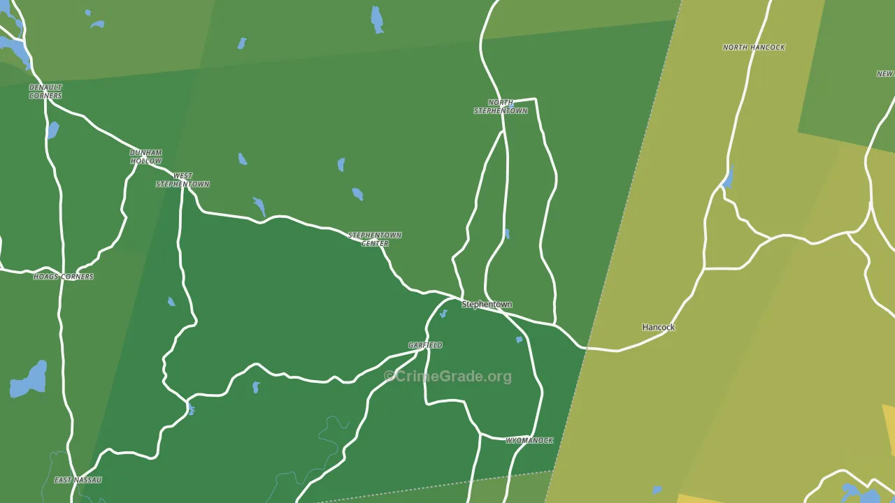 Stephentown, NY Map of Vehicle Theft Rates
